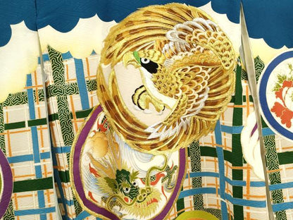 平和屋着物[]お宮参り　男の子　祝着　産着　初着　のしめ　刺繍　鷹　龍　狛獅子　吉祥花文　金彩　逸品　CAAT6203ze