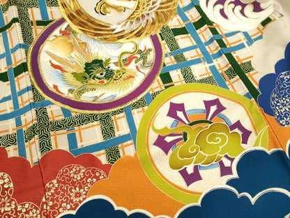 平和屋着物[]お宮参り　男の子　祝着　産着　初着　のしめ　刺繍　鷹　龍　狛獅子　吉祥花文　金彩　逸品　CAAT6203ze