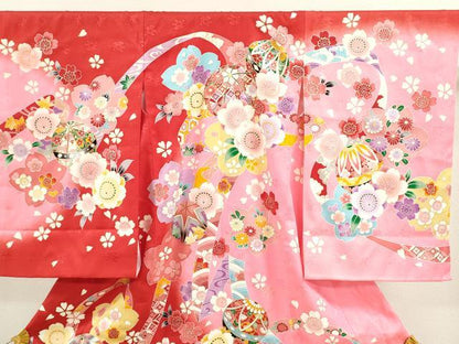平和屋着物[]お宮参り　女の子　祝着　産着　初着　のしめ　鞠草花文　暈し染め　金彩　逸品　CAAT6218ze