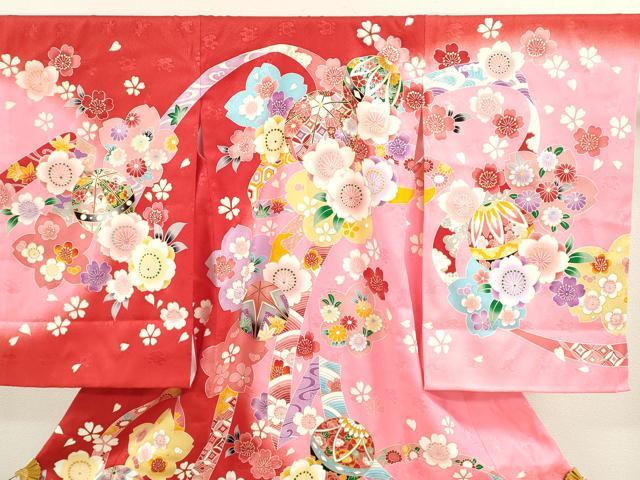 平和屋着物[]お宮参り　女の子　祝着　産着　初着　のしめ　鞠草花文　暈し染め　金彩　逸品　CAAT6218ze