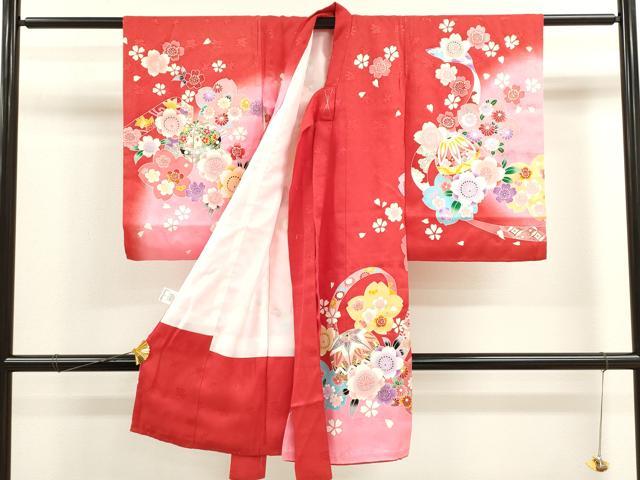 平和屋着物[]お宮参り　女の子　祝着　産着　初着　のしめ　鞠草花文　暈し染め　金彩　逸品　CAAT6218ze