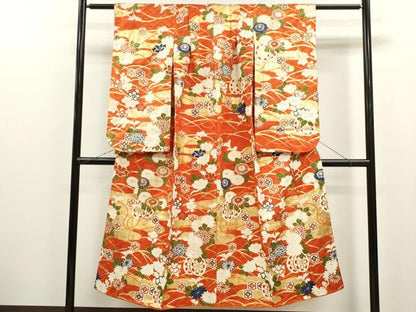 平和屋着物∵女の子 十三参り 子供 祝着 駒刺繍 エ霞花車文 金彩 逸品 CAAT6233ze