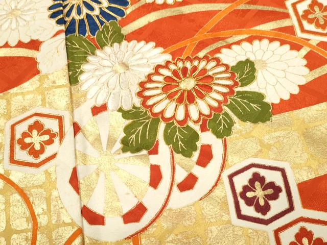 平和屋着物∵女の子 十三参り 子供 祝着 駒刺繍 エ霞花車文 金彩 逸品 CAAT6233ze