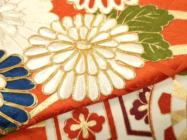 平和屋着物∵女の子 十三参り 子供 祝着 駒刺繍 エ霞花車文 金彩 逸品 CAAT6233ze