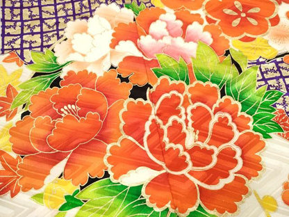 平和屋着物∵女の子 十三参り 子供 祝着 雲取り吉祥草花文 金彩 逸品 CAAT6239ze