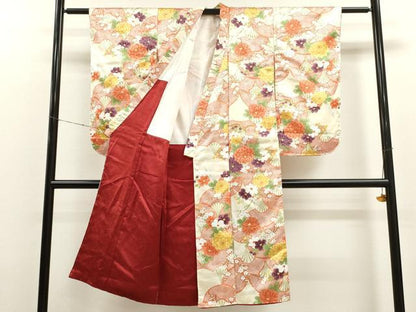 平和屋着物[]七五三　女の子　７歳　祝着　四つ身　袋帯セット　吉祥草花文　CAAT6266ze