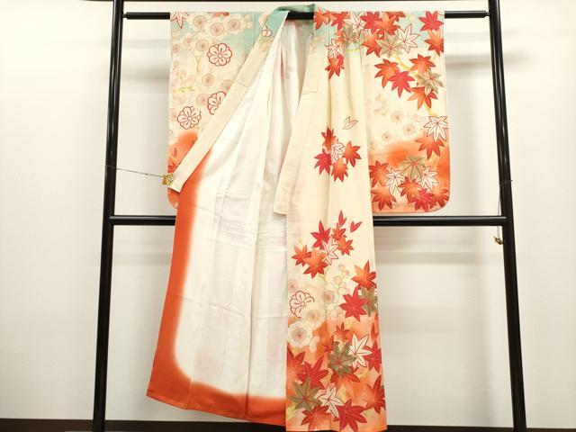 平和屋着物∵女の子 十三参り 子供 袋帯セット 草花文 暈し染め 金彩 逸品 CAAT6268ze