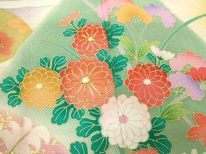 平和屋着物[]七五三　女の子　３歳　祝着　三つ身　長襦袢セット　駒刺繍　遠山草花文　暈し染め　金彩　逸品　CAAT6304ze