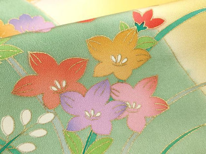 平和屋着物[]七五三　女の子　３歳　祝着　三つ身　長襦袢セット　駒刺繍　遠山草花文　暈し染め　金彩　逸品　CAAT6304ze