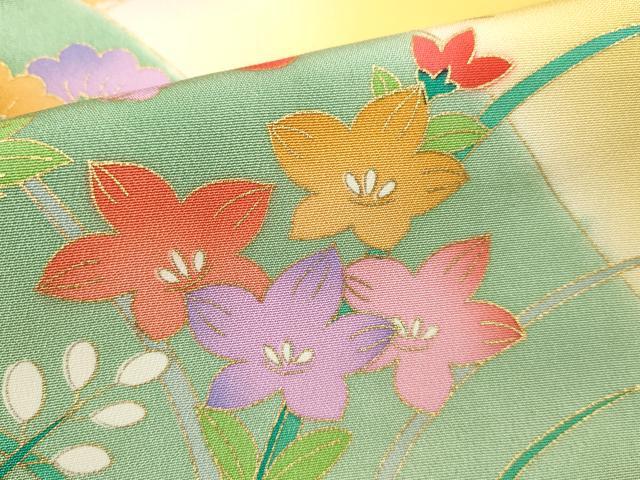 平和屋着物[]七五三　女の子　３歳　祝着　三つ身　長襦袢セット　駒刺繍　遠山草花文　暈し染め　金彩　逸品　CAAT6304ze