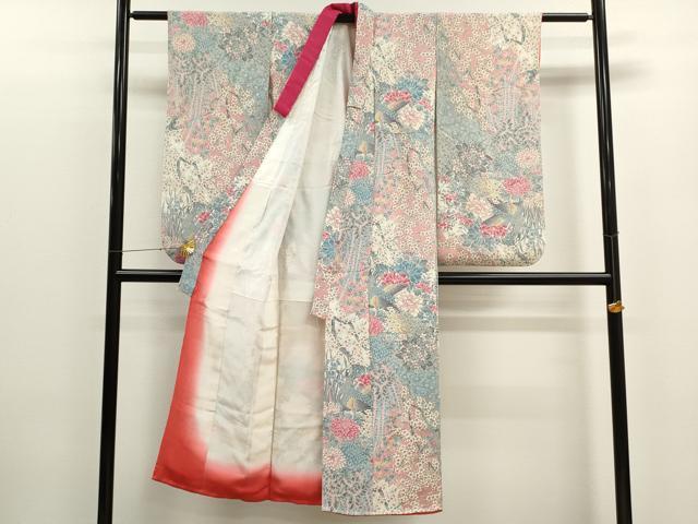 平和屋着物[]女の子　十三参り　子供　祝着・長襦袢セット　孔雀枝花文　鬼しぼ縮緬　逸品　CAAT6320ze