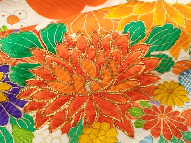 平和屋着物[]お宮参り　女の子　祝着　産着　初着　のしめ　駒刺繍　文箱草花文　逸品　CAAT6322ze