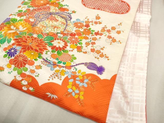 平和屋着物[]お宮参り　女の子　祝着　産着　初着　のしめ　駒刺繍　文箱草花文　逸品　CAAT6322ze