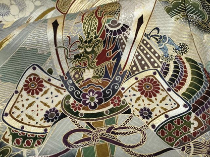 平和屋着物[]お宮参り　男の子　祝着　産着　初着　のしめ　鷹　龍　兜　束ね熨斗飛鶴花文　暈し染め　黒地　金銀彩　逸品　CAAT6323ze