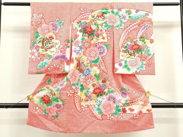 平和屋着物[]お宮参り　女の子　祝着　産着　初着　のしめ　地紙重ね花車吉祥舞蝶文　金彩　CAAT6327ze