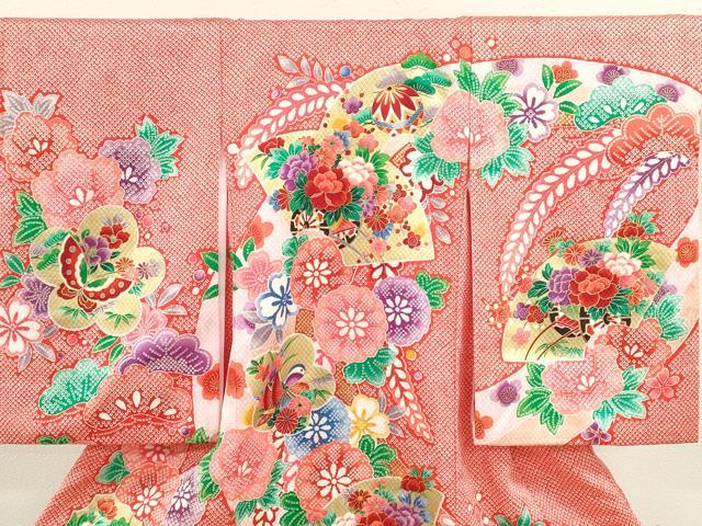 平和屋着物[]お宮参り　女の子　祝着　産着　初着　のしめ　地紙重ね花車吉祥舞蝶文　金彩　CAAT6327ze