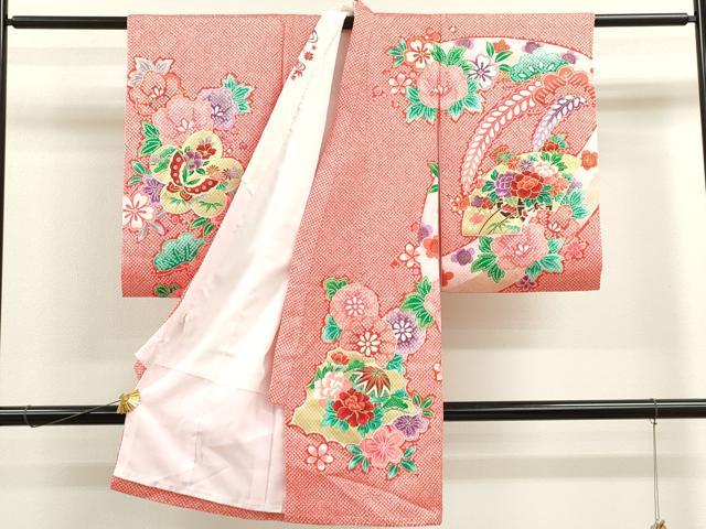 平和屋着物[]お宮参り　女の子　祝着　産着　初着　のしめ　地紙重ね花車吉祥舞蝶文　金彩　CAAT6327ze