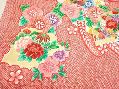 平和屋着物[]お宮参り　女の子　祝着　産着　初着　のしめ　地紙重ね花車吉祥舞蝶文　金彩　CAAT6327ze