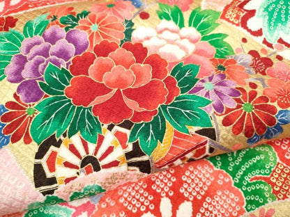 平和屋着物[]お宮参り　女の子　祝着　産着　初着　のしめ　地紙重ね花車吉祥舞蝶文　金彩　CAAT6327ze