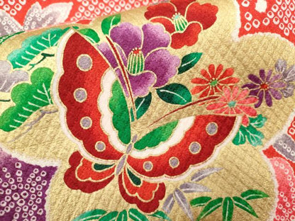 平和屋着物[]お宮参り　女の子　祝着　産着　初着　のしめ　地紙重ね花車吉祥舞蝶文　金彩　CAAT6327ze