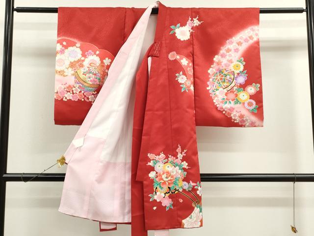 平和屋着物[]お宮参り　女の子　祝着　産着　初着　のしめ　花車吉祥文　暈し染め　金彩　洗える着物　CAAT6334ze