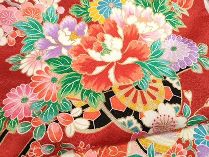 平和屋着物[]お宮参り　女の子　祝着　産着　初着　のしめ　花車吉祥文　暈し染め　金彩　洗える着物　CAAT6334ze