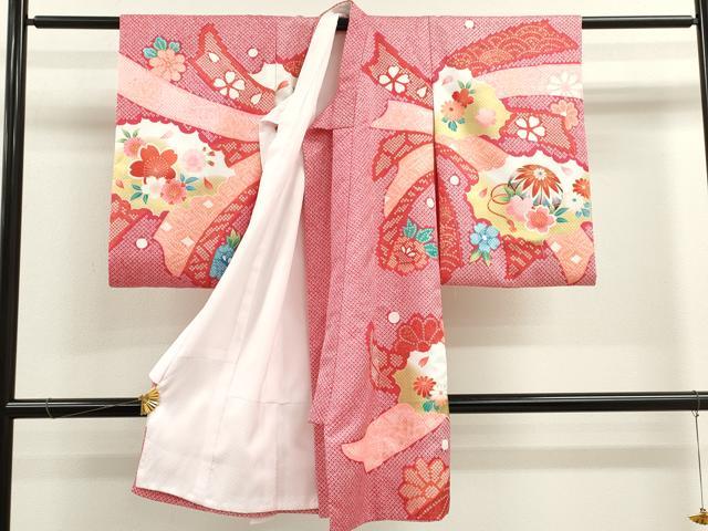 平和屋着物[]お宮参り　女の子　祝着　産着　初着　のしめ　鼓熨斗鞠草花文　金彩　洗える着物　CAAT6336ze