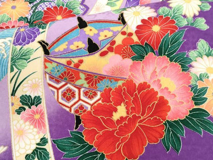 平和屋着物[]お宮参り　女の子　祝着　産着　初着　のしめ　花車吉祥文　暈し染め　金彩　洗える着物　	CAAT6337ze