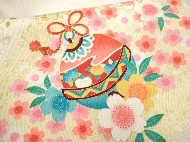 平和屋着物[]お宮参り　女の子　祝着　産着　初着　のしめ　花車　鈴　金彩　洗える着物　CAAT6338ze