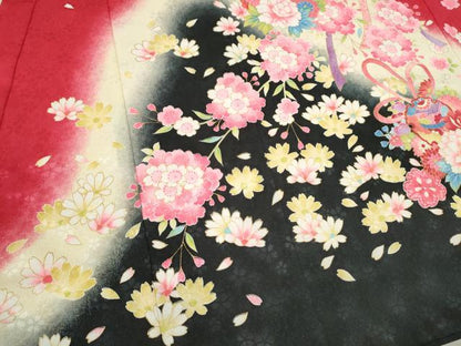 平和屋着物[]お宮参り　女の子　祝着　産着　初着　のしめ　雪輪鈴花束文　暈し染め　洗える着物　CAAT6339ze