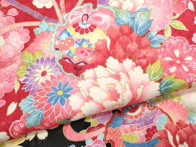 平和屋着物[]お宮参り　女の子　祝着　産着　初着　のしめ　雪輪鈴花束文　暈し染め　洗える着物　CAAT6339ze