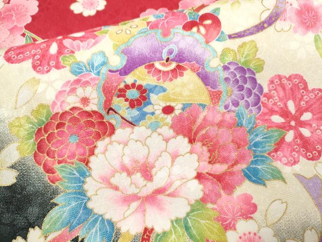 平和屋着物[]お宮参り　女の子　祝着　産着　初着　のしめ　雪輪鈴花束文　暈し染め　洗える着物　CAAT6339ze