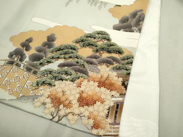 平和屋着物[]お宮参り　男の子　祝着　産着　初着　のしめ　作家物　駒刺繍　兜　水辺風景文　金彩　逸品　CAAT6378ze