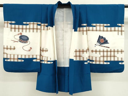 平和屋着物[]七五三　男の子　祝着・羽織・長襦袢・袴セット　駒刺繍　鉾　御所車　洗える着物　CAAT6386ze
