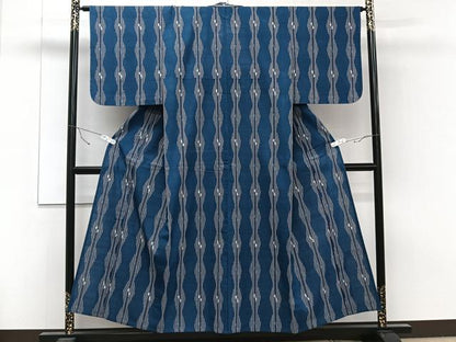 平和屋着物▽上質な小紋　単衣　立涌文　綿　逸品　未使用　CAAT6541xi