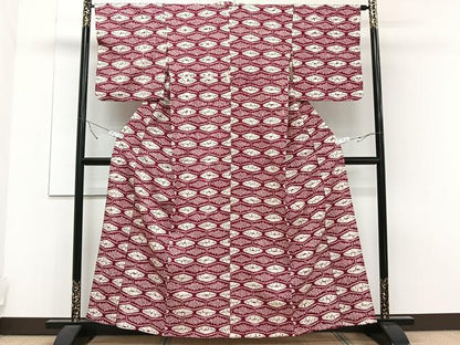 平和屋着物▽上質な紬　単衣　絞り　蜀江文　正絹　逸品　CAAT6543xi