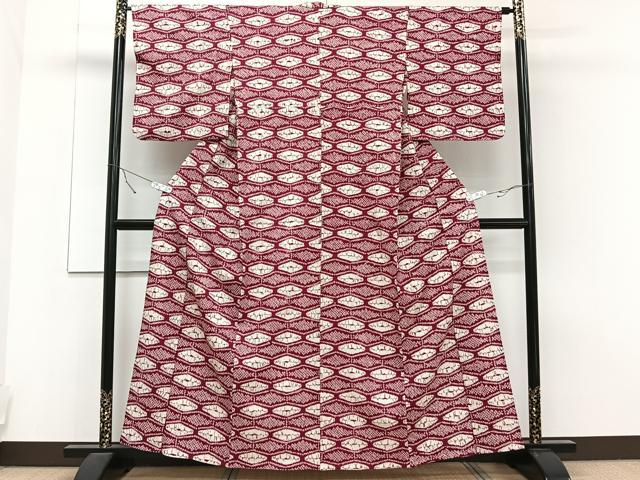平和屋着物▽上質な紬　単衣　絞り　蜀江文　正絹　逸品　CAAT6543xi