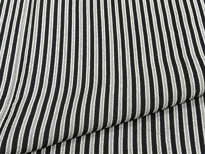 平和屋着物▽上質な小紋 単衣 縞 黒地 正絹 逸品 CAAT6548xi