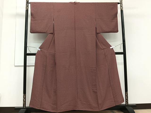 平和屋着物▽上質な小紋 単衣 市松文様 正絹 逸品 CAAT6551xi