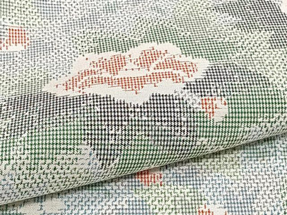 平和屋着物▽上質な紬　単衣　草花文　正絹　逸品　CAAT6553xi