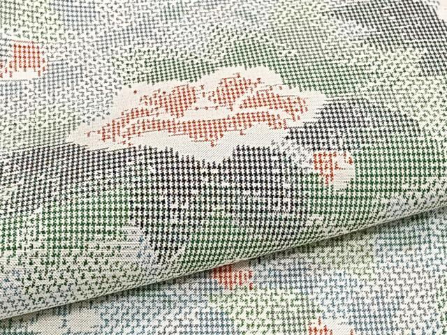 平和屋着物▽上質な紬　単衣　草花文　正絹　逸品　CAAT6553xi