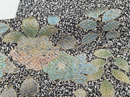 平和屋着物▽訪問着 単衣 辻が花 たたき染め 黒地 金銀彩 正絹 逸品 CAAT6555xi