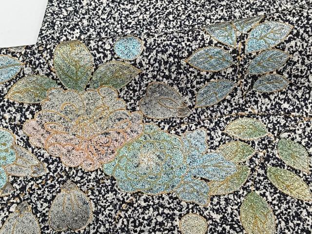 平和屋着物▽訪問着 単衣 辻が花 たたき染め 黒地 金銀彩 正絹 逸品 CAAT6555xi