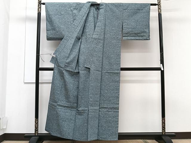 平和屋着物▽上質な紬 単衣 葉尽くし 正絹 逸品 CAAT6557xi