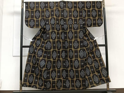 平和屋着物▽綿琉球 単衣 花鳥文 綿 逸品 CAAT6559xi