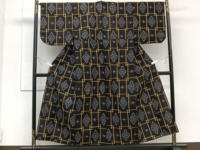 平和屋着物▽綿琉球 単衣 花鳥文 綿 逸品 CAAT6559xi