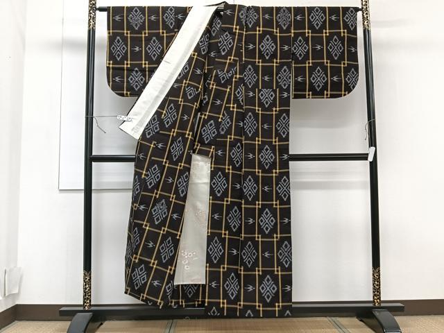 平和屋着物▽綿琉球 単衣 花鳥文 綿 逸品 CAAT6559xi