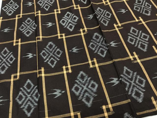 平和屋着物▽綿琉球 単衣 花鳥文 綿 逸品 CAAT6559xi