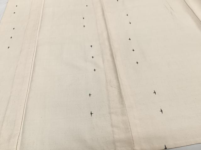 平和屋着物▽琉球紬 単衣 十字絣 反端付き 正絹 逸品 CAAT6561xi