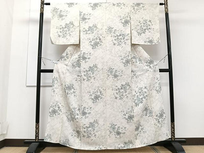 平和屋着物▽上質な小紋 単衣 草花文 正絹 逸品 CAAT6562xi